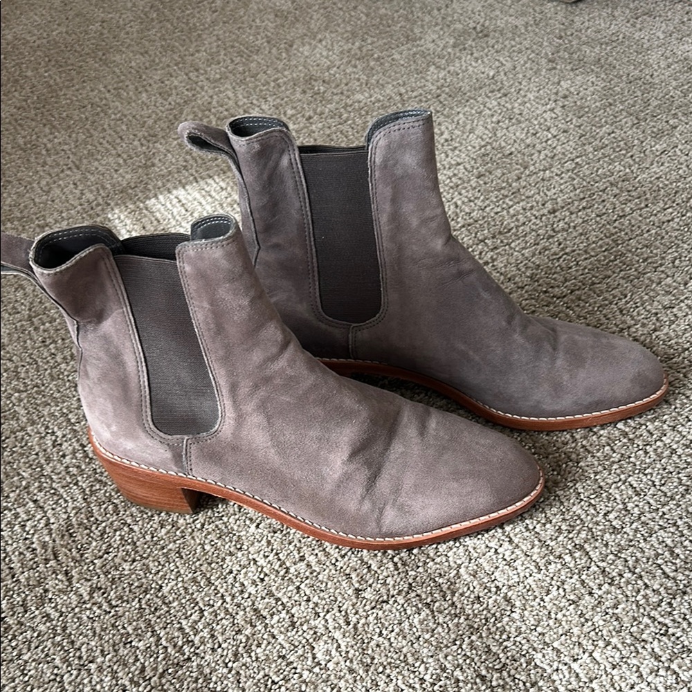 Loeffler Randall grey genuine leather Carmen ankle booties!